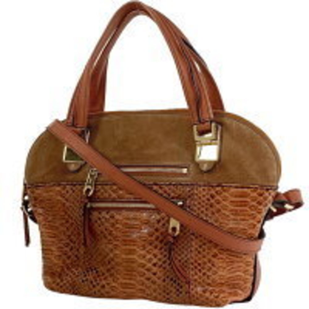 Chloe Angie Logo Shoulder Bag Python Leather Brown - image 1